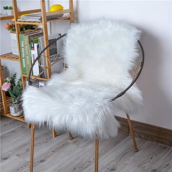 Soft Faux Sheepskin Fur Rug Fluffy Fur Chair Cover Seat Pad Non-Slip Area Rug - Picture 1 of 7